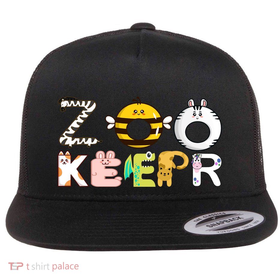 Funny Zoo Keeper Gift Flat Bill Trucker Hat