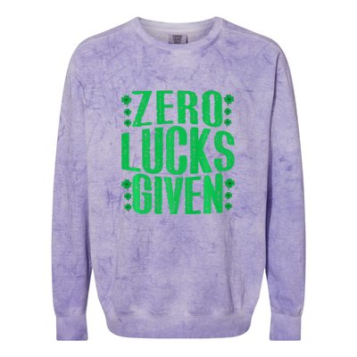 Funny Zero Lucks Given Irish Shamrock St. Patrick's Day Colorblast Crewneck Sweatshirt