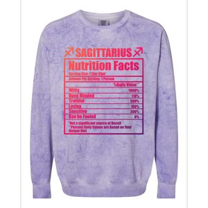 Funny Zodiac Sagittarius Nutrition Facts Funny Gift Colorblast Crewneck Sweatshirt