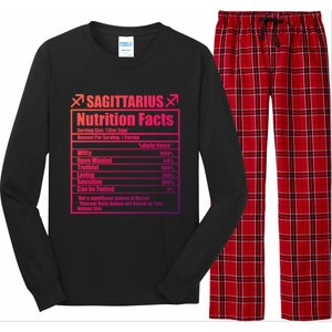 Funny Zodiac Sagittarius Nutrition Facts Funny Gift Long Sleeve Pajama Set