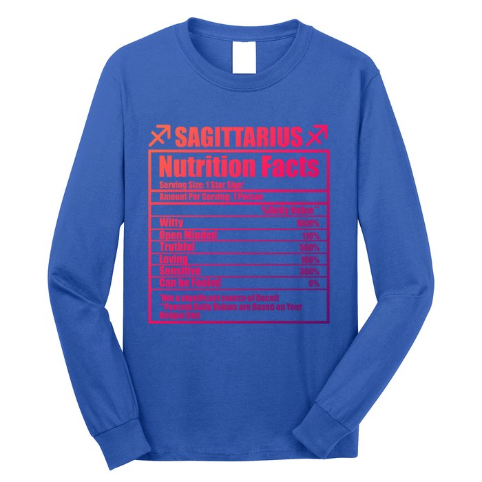 Funny Zodiac Sagittarius Nutrition Facts Funny Gift Long Sleeve Shirt