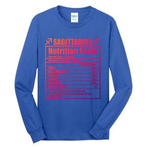 Funny Zodiac Sagittarius Nutrition Facts Funny Gift Tall Long Sleeve T-Shirt