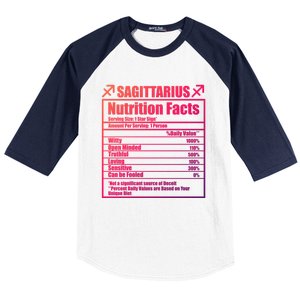 Funny Zodiac Sagittarius Nutrition Facts Funny Gift Baseball Sleeve Shirt