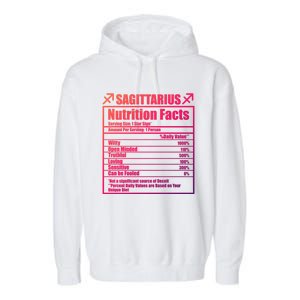 Funny Zodiac Sagittarius Nutrition Facts Funny Gift Garment-Dyed Fleece Hoodie