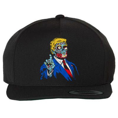 Funny Zombie Trump Cool Gift Make Halloween Great Again Gift Wool Snapback Cap