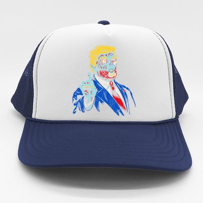 Funny Zombie Trump Cool Gift Make Halloween Great Again Gift Trucker Hat