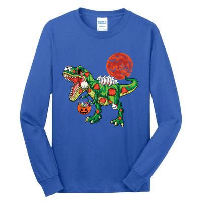 Funny Zombie T Rex Dinosaur Skeleton Halloween Costume Funny Gift Tall Long Sleeve T-Shirt