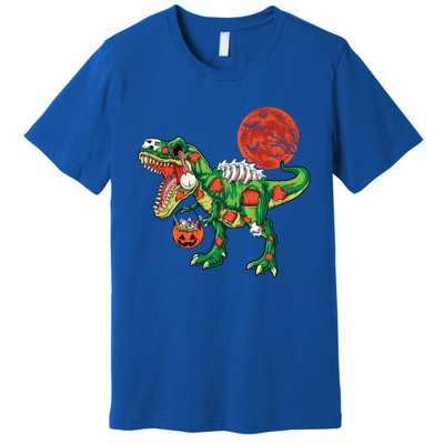 Funny Zombie T Rex Dinosaur Skeleton Halloween Costume Funny Gift Premium T-Shirt