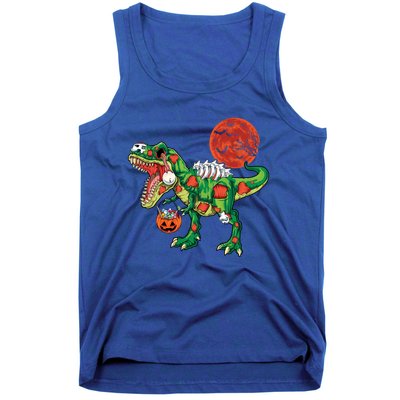 Funny Zombie T Rex Dinosaur Skeleton Halloween Costume Funny Gift Tank Top