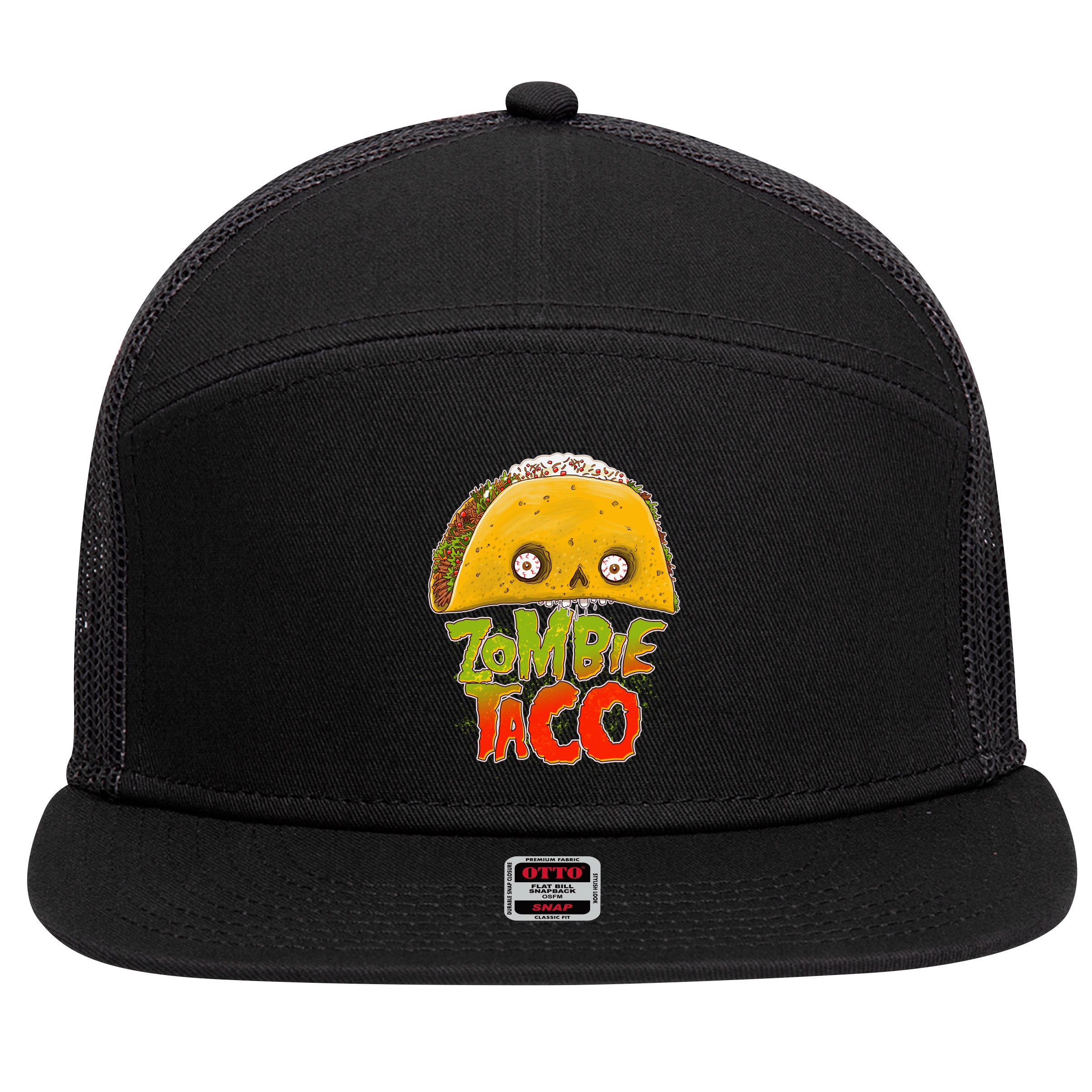 Funny Zombie Taco 7 Panel Mesh Trucker Snapback Hat
