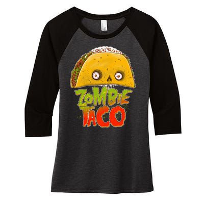 Funny Zombie Taco Women's Tri-Blend 3/4-Sleeve Raglan Shirt