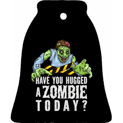 Funny Zombie Tshirt, Funny Halloween Tee, Zombie Lover Ceramic Bell Ornament