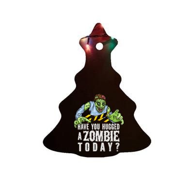 Funny Zombie Tshirt, Funny Halloween Tee, Zombie Lover Ceramic Tree Ornament