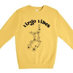 Flower Zodiac Wildflower Virgo Vibes Cool Gift Premium Crewneck Sweatshirt