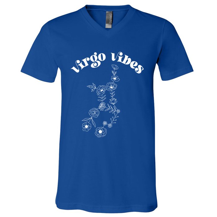 Flower Zodiac Wildflower Virgo Vibes Cool Gift V-Neck T-Shirt