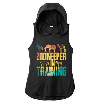 Funny Zookeepping Zookeeper Job Keeping Gift Zoo Keeper In Training Ladies PosiCharge Tri-Blend Wicking Draft Hoodie Tank