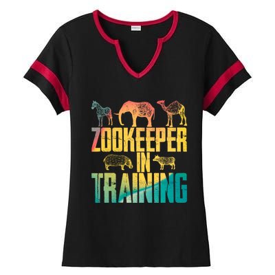 Funny Zookeepping Zookeeper Job Keeping Gift Zoo Keeper In Training Ladies Halftime Notch Neck Tee