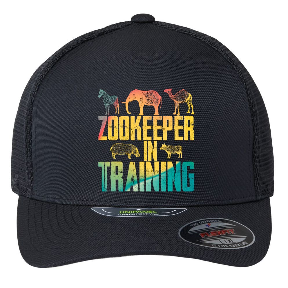 Funny Zookeepping Zookeeper Job Keeping Gift Zoo Keeper In Training Flexfit Unipanel Trucker Cap