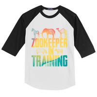 Funny Zookeepping Zookeeper Job Keeping Gift Zoo Keeper In Training Kids Colorblock Raglan Jersey