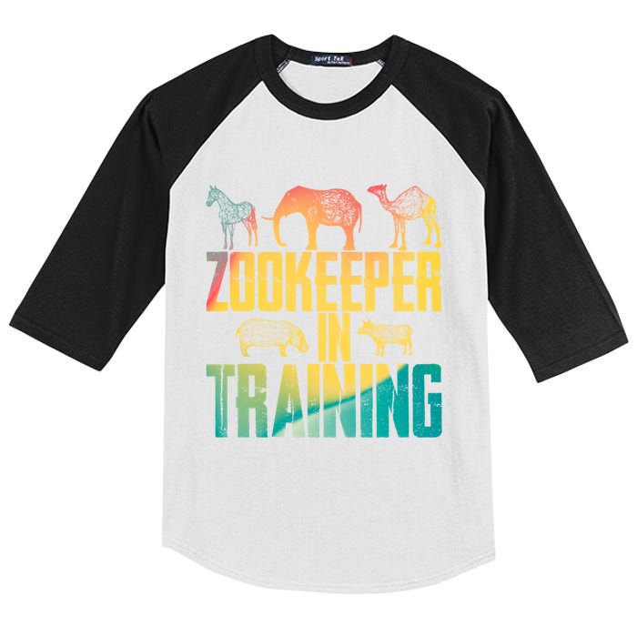 Funny Zookeepping Zookeeper Job Keeping Gift Zoo Keeper In Training Kids Colorblock Raglan Jersey