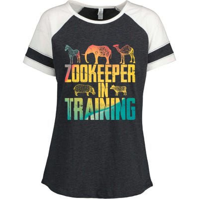 Funny Zookeepping Zookeeper Job Keeping Gift Zoo Keeper In Training Enza Ladies Jersey Colorblock Tee