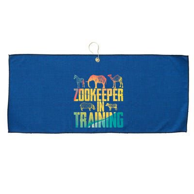 Funny Zookeepping Zookeeper Job Keeping Gift Zoo Keeper In Training Large Microfiber Waffle Golf Towel