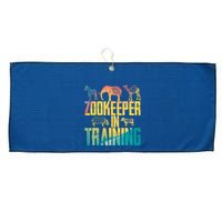 Funny Zookeepping Zookeeper Job Keeping Gift Zoo Keeper In Training Large Microfiber Waffle Golf Towel