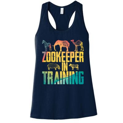 Funny Zookeepping Zookeeper Job Keeping Gift Zoo Keeper In Training Women's Racerback Tank