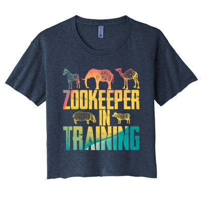 Funny Zookeepping Zookeeper Job Keeping Gift Zoo Keeper In Training Women's Crop Top Tee