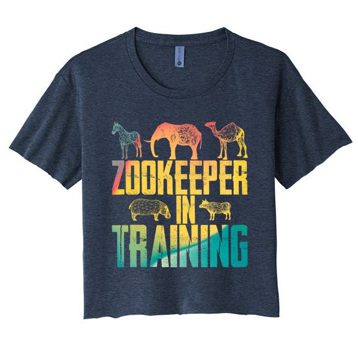 Funny Zookeepping Zookeeper Job Keeping Gift Zoo Keeper In Training Women's Crop Top Tee