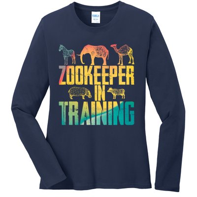 Funny Zookeepping Zookeeper Job Keeping Gift Zoo Keeper In Training Ladies Long Sleeve Shirt