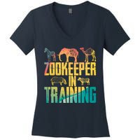 Funny Zookeepping Zookeeper Job Keeping Gift Zoo Keeper In Training Women's V-Neck T-Shirt