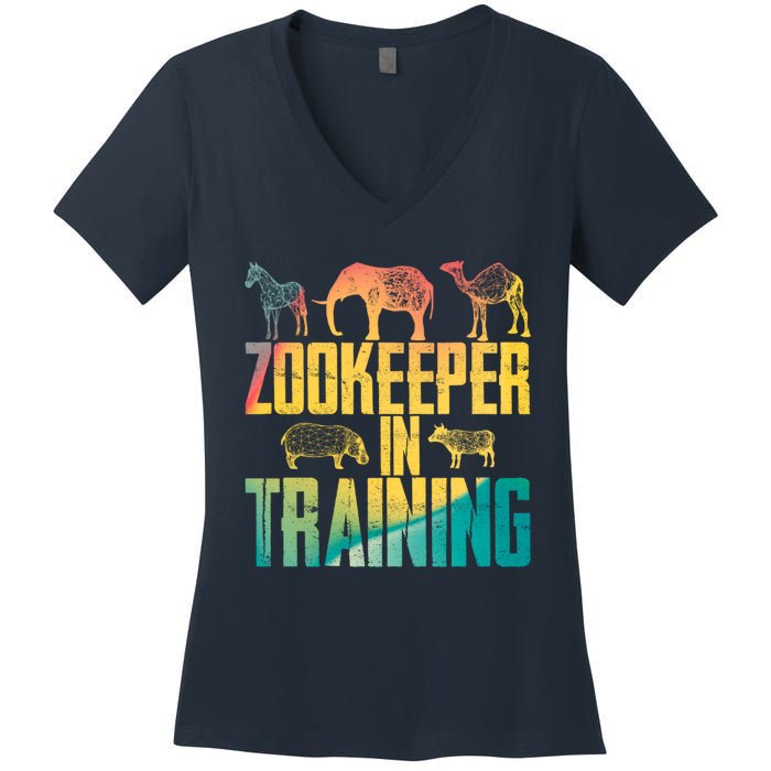 Funny Zookeepping Zookeeper Job Keeping Gift Zoo Keeper In Training Women's V-Neck T-Shirt