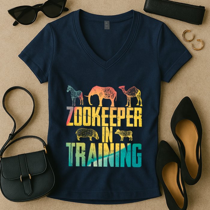 Funny Zookeepping Zookeeper Job Keeping Gift Zoo Keeper In Training Women's V-Neck T-Shirt