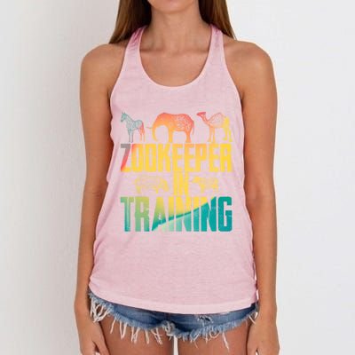 Funny Zookeepping Zookeeper Job Keeping Gift Zoo Keeper In Training Women's Knotted Racerback Tank