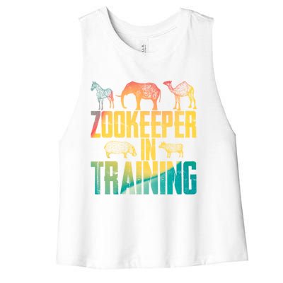 Funny Zookeepping Zookeeper Job Keeping Gift Zoo Keeper In Training Women's Racerback Cropped Tank