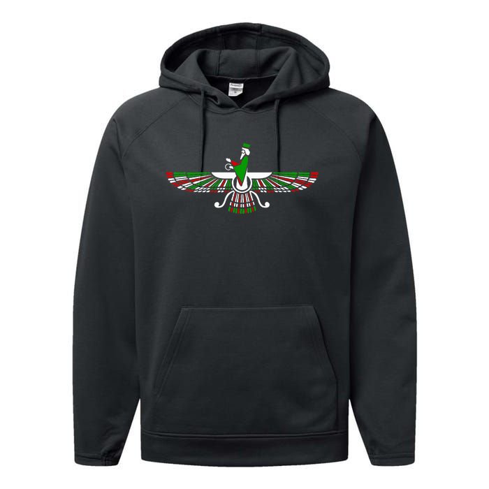 Faravahar Zarathustra Zoroastrian Farohar Iran Flag Performance Fleece Hoodie