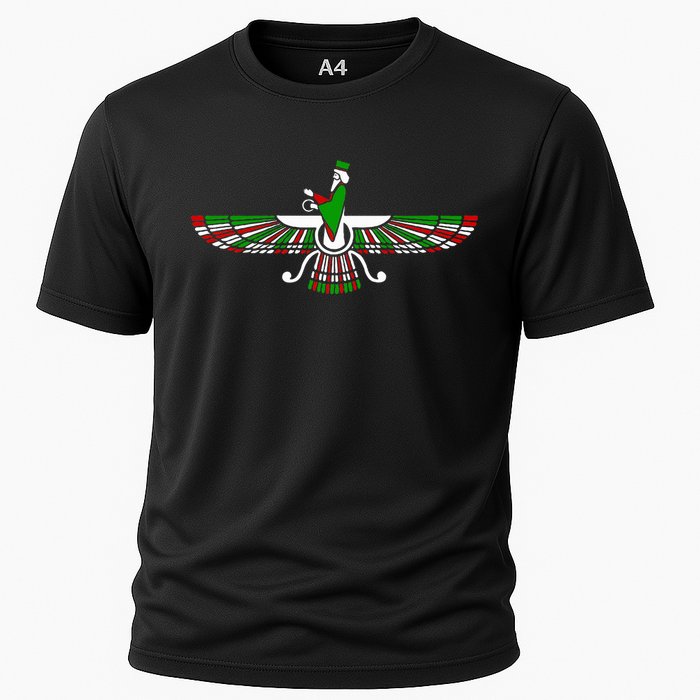 Faravahar Zarathustra Zoroastrian Farohar Iran Flag Cooling Performance Crew T-Shirt