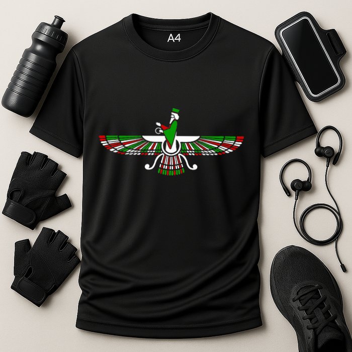 Faravahar Zarathustra Zoroastrian Farohar Iran Flag Cooling Performance Crew T-Shirt