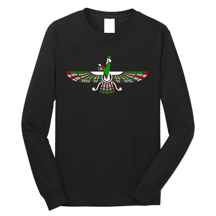 Faravahar Zarathustra Zoroastrian Farohar Iran Flag Long Sleeve Shirt