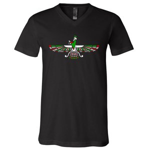 Faravahar Zarathustra Zoroastrian Farohar Iran Flag V-Neck T-Shirt