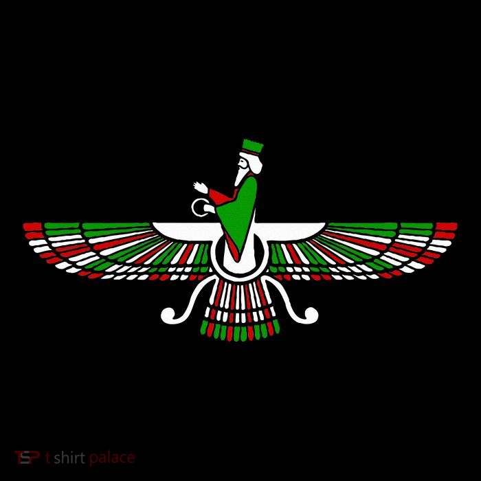 Faravahar Zarathustra Zoroastrian Farohar Iran Flag Button