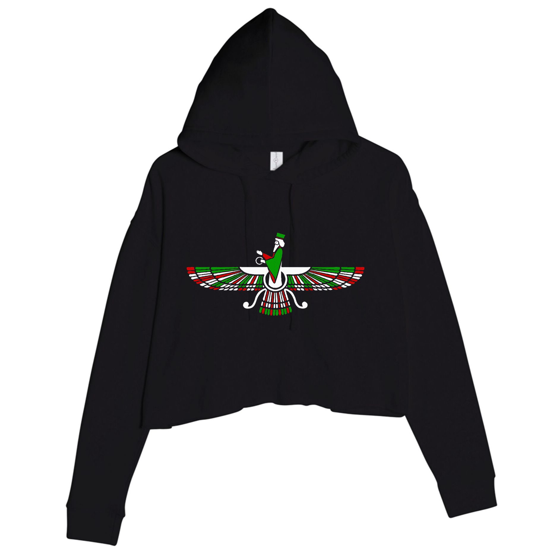 Faravahar Zarathustra Zoroastrian Farohar Iran Flag Crop Fleece Hoodie