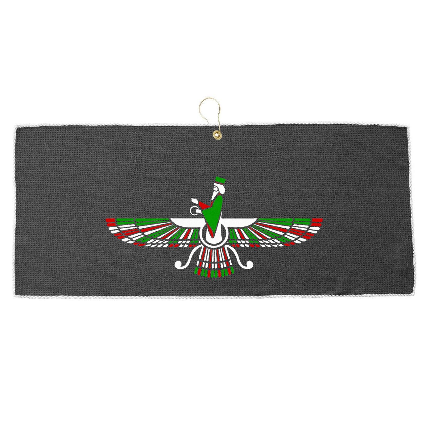 Faravahar Zarathustra Zoroastrian Farohar Iran Flag Large Microfiber Waffle Golf Towel