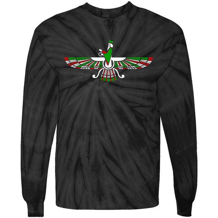 Faravahar Zarathustra Zoroastrian Farohar Iran Flag Tie-Dye Long Sleeve Shirt