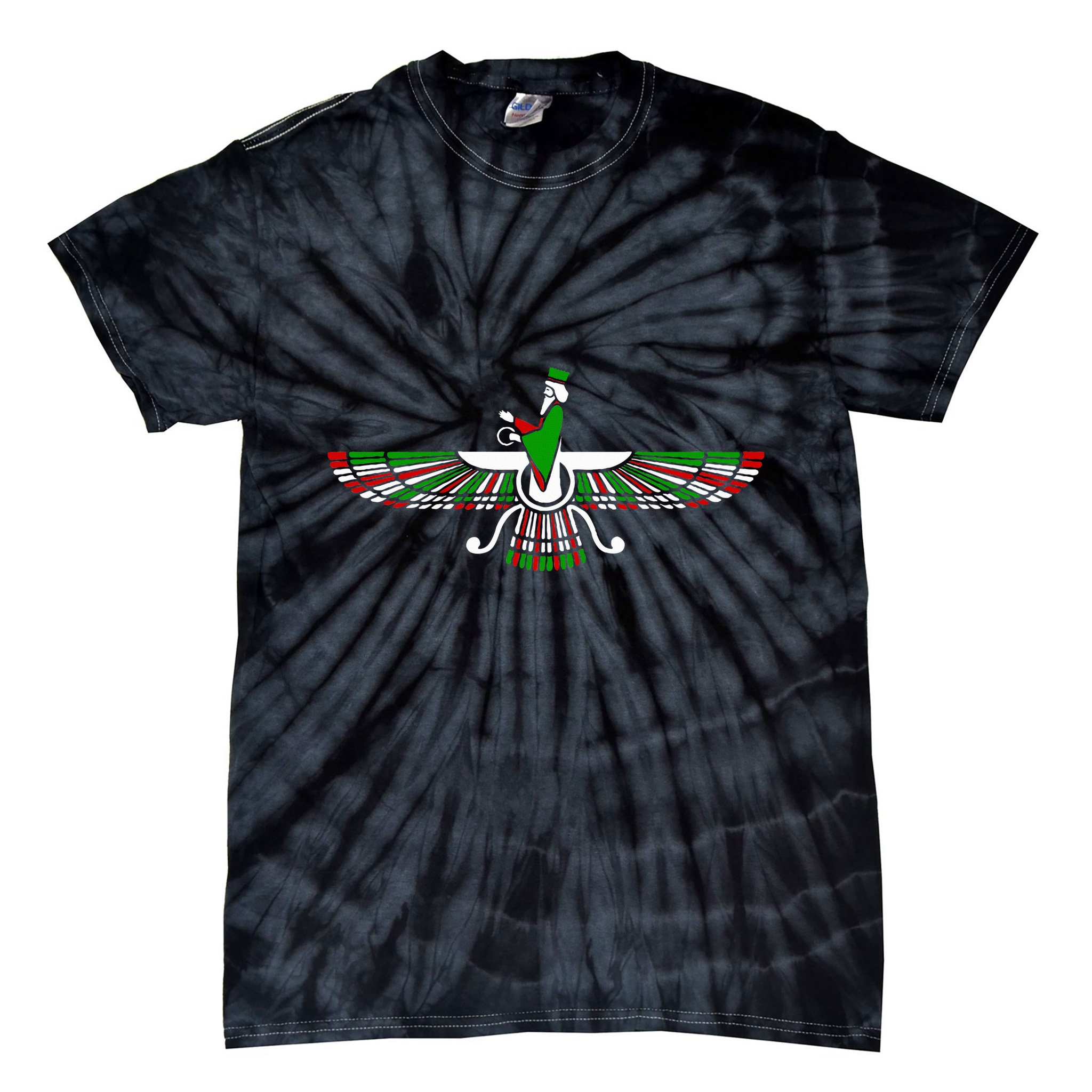 Faravahar Zarathustra Zoroastrian Farohar Iran Flag Tie-Dye T-Shirt