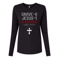 Grave 0 Jesus 1 He Has A Risen Jesus Religious Easter Luke Womens Cotton Relaxed Long Sleeve T-Shirt