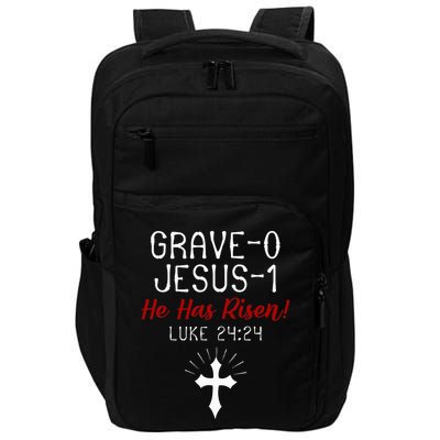 Grave 0 Jesus 1 He Has A Risen Jesus Religious Easter Luke Impact Tech Backpack
