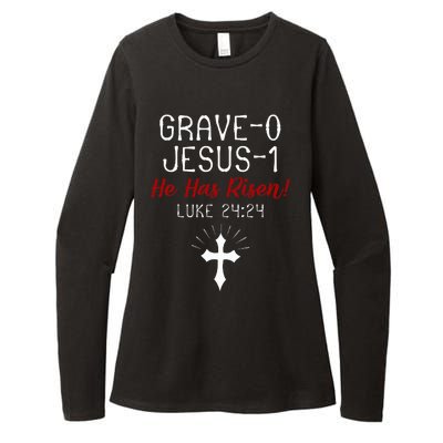 Grave 0 Jesus 1 He Has A Risen Jesus Religious Easter Luke Womens CVC Long Sleeve Shirt