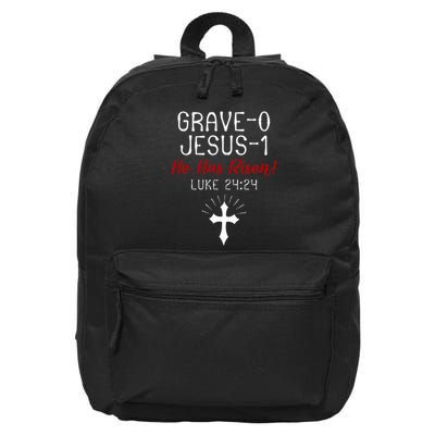 Grave 0 Jesus 1 He Has A Risen Jesus Religious Easter Luke 16 in Basic Backpack